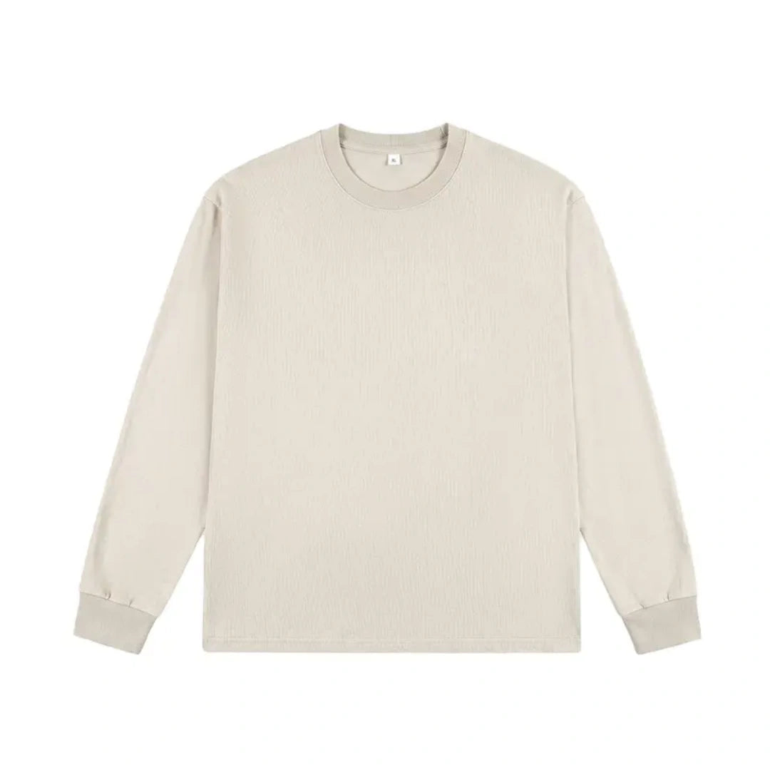 Unisex Vintage Washed Heavyweight Soft Breathable Cotton Long Sleeve T-Shirt