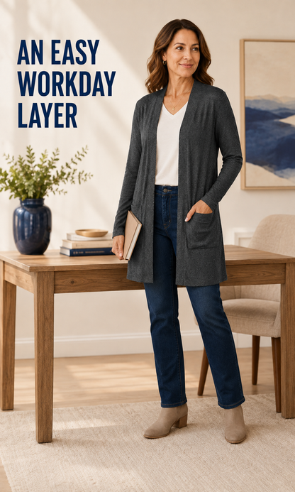 Women's Lightweight Open-Front Longline Cardigan Bundles