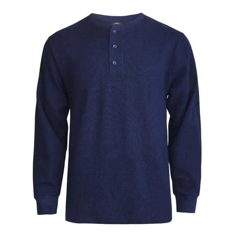 Men's Cotton Knit Henley Long Sleeve Shirt