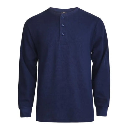 Men's Cotton Knit Henley Long Sleeve Shirt