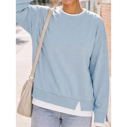 Women's Two-Piece Layered Crew Neck Sweatshirt