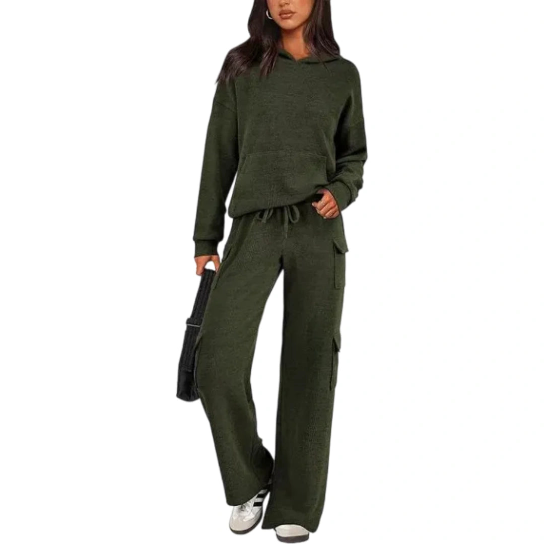 Women’s 2-Piece Knit Hoodie & Wide Leg Pants Set