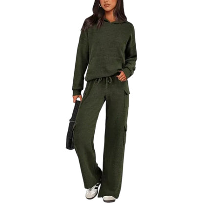 Women’s 2-Piece Knit Hoodie & Wide Leg Pants Set