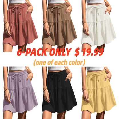 Womens Linen Blend Wide Leg Flowy Culotte Shorts Drawstring Loose Fit Summer Casual Lightweight Comfy Vacation Wear