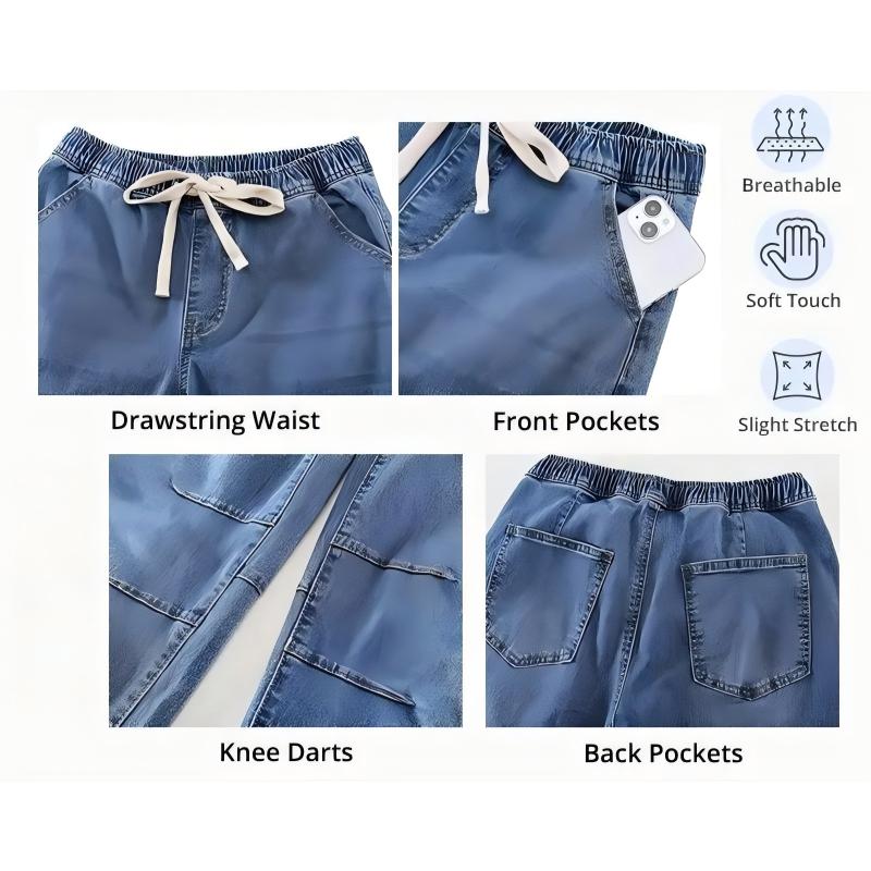 Barrel Jeans for Women High Waisted Cropped Wide Leg Stretch Denim Pants