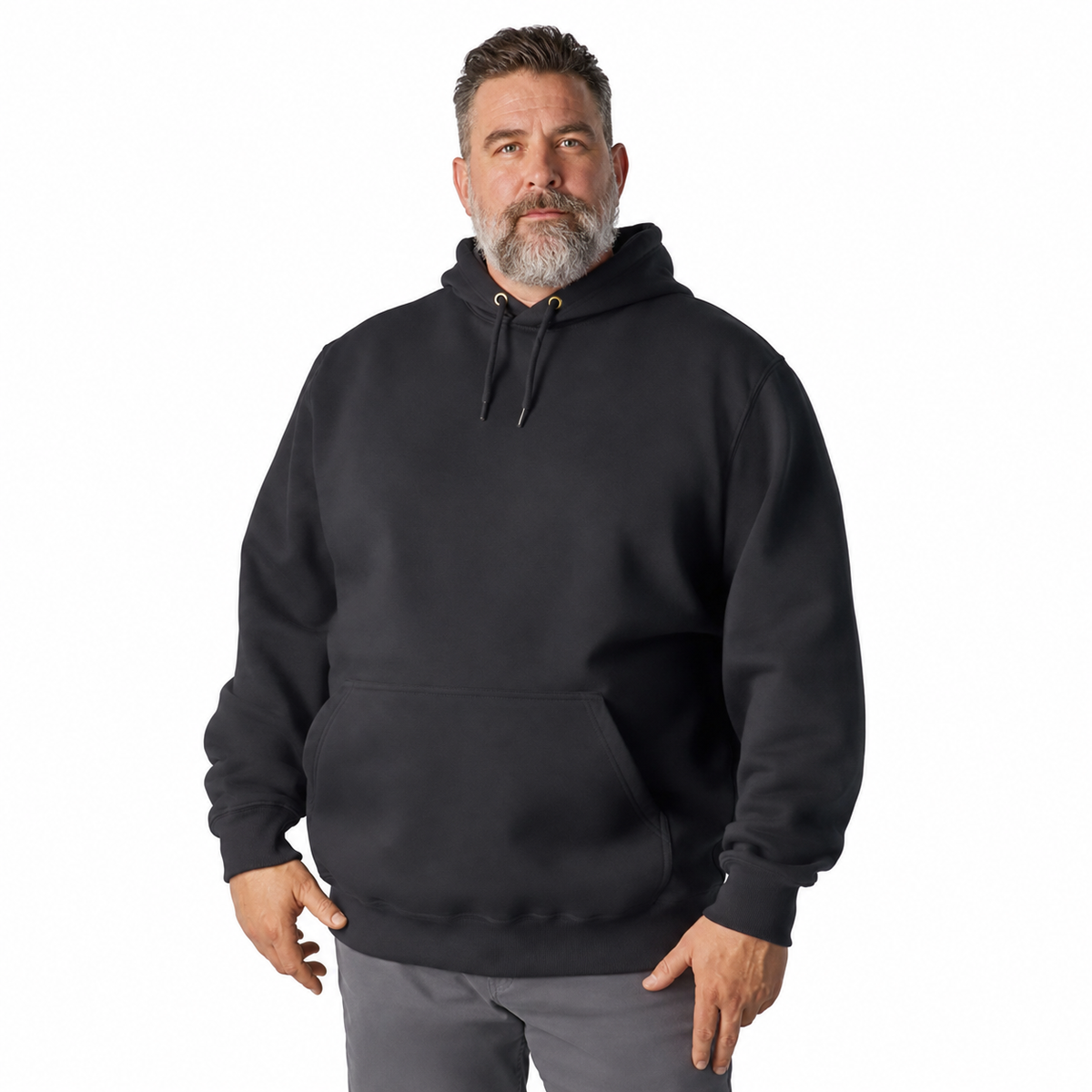 Men’s Pullover Hoodie – Solid Color Casual Sweatshirt with Kangaroo Pocket