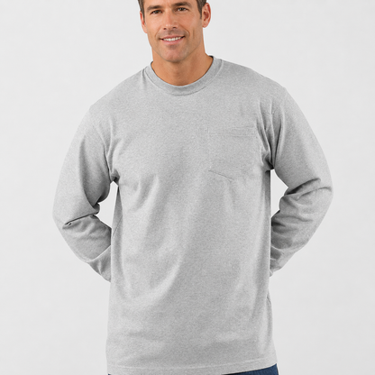 Men’s Relaxed-Fit Long-Sleeve Crewneck Pocket T-Shirt