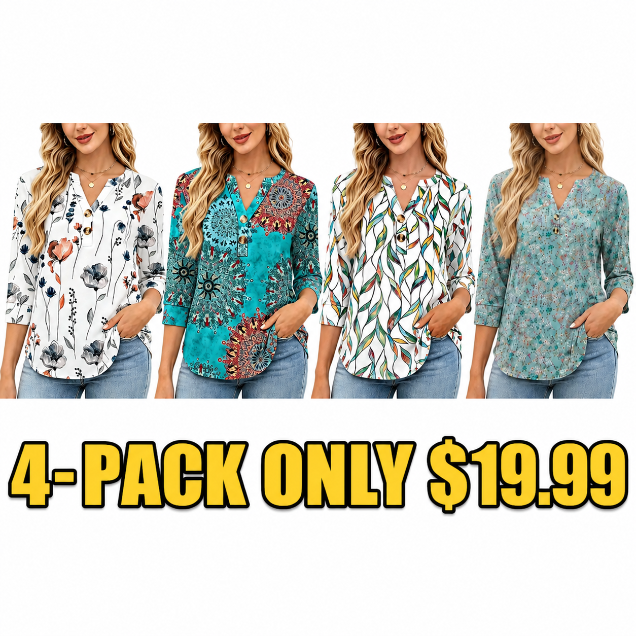 Women's Summer 3/4 Sleeve Tops