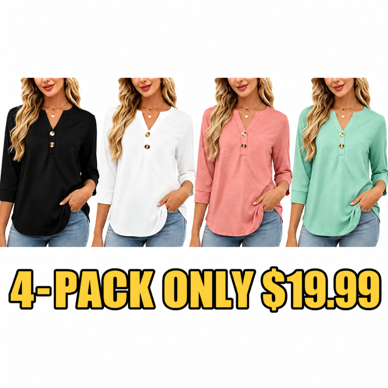 Women's Summer 3/4 Sleeve Tops