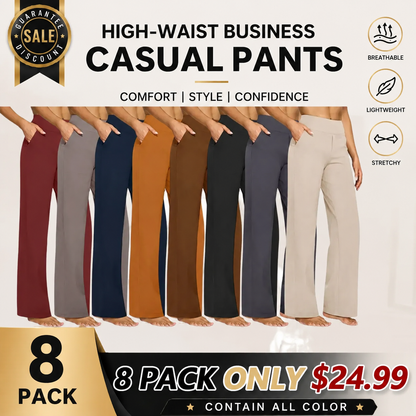 Women’s High-Waist Wide Leg Pants – Business Casual Yoga Dress Pants with Pockets