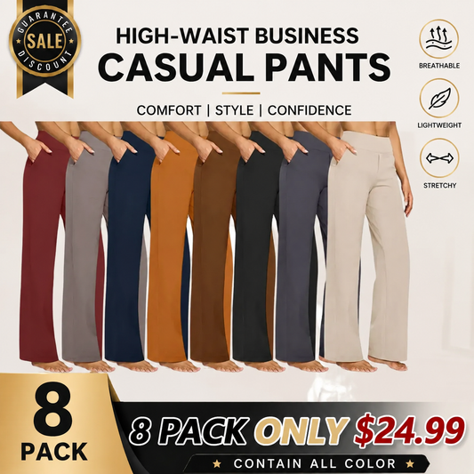 Women’s High-Waist Wide Leg Pants – Business Casual Yoga Dress Pants with Pockets