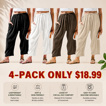 Womens Linen Wide Leg Pants