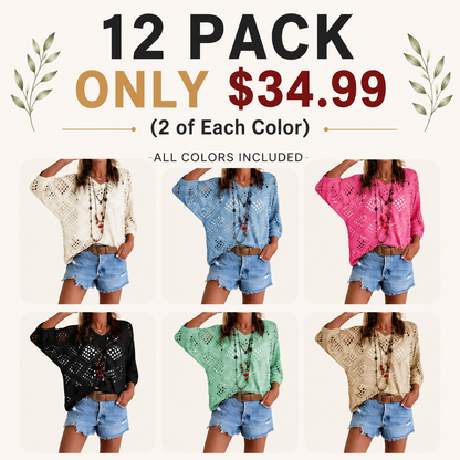 Women's Boho Crochet V-Neck Top