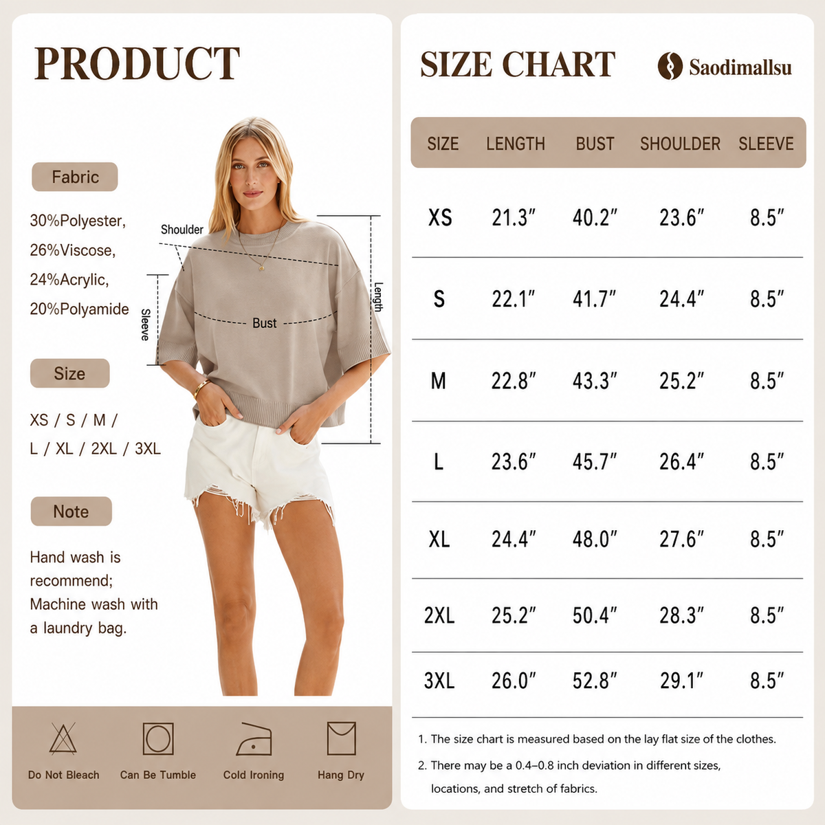 Women's Short Sleeve Oversized Cropped Baggy Loose Basic Round Neck Lightweight Knit Top