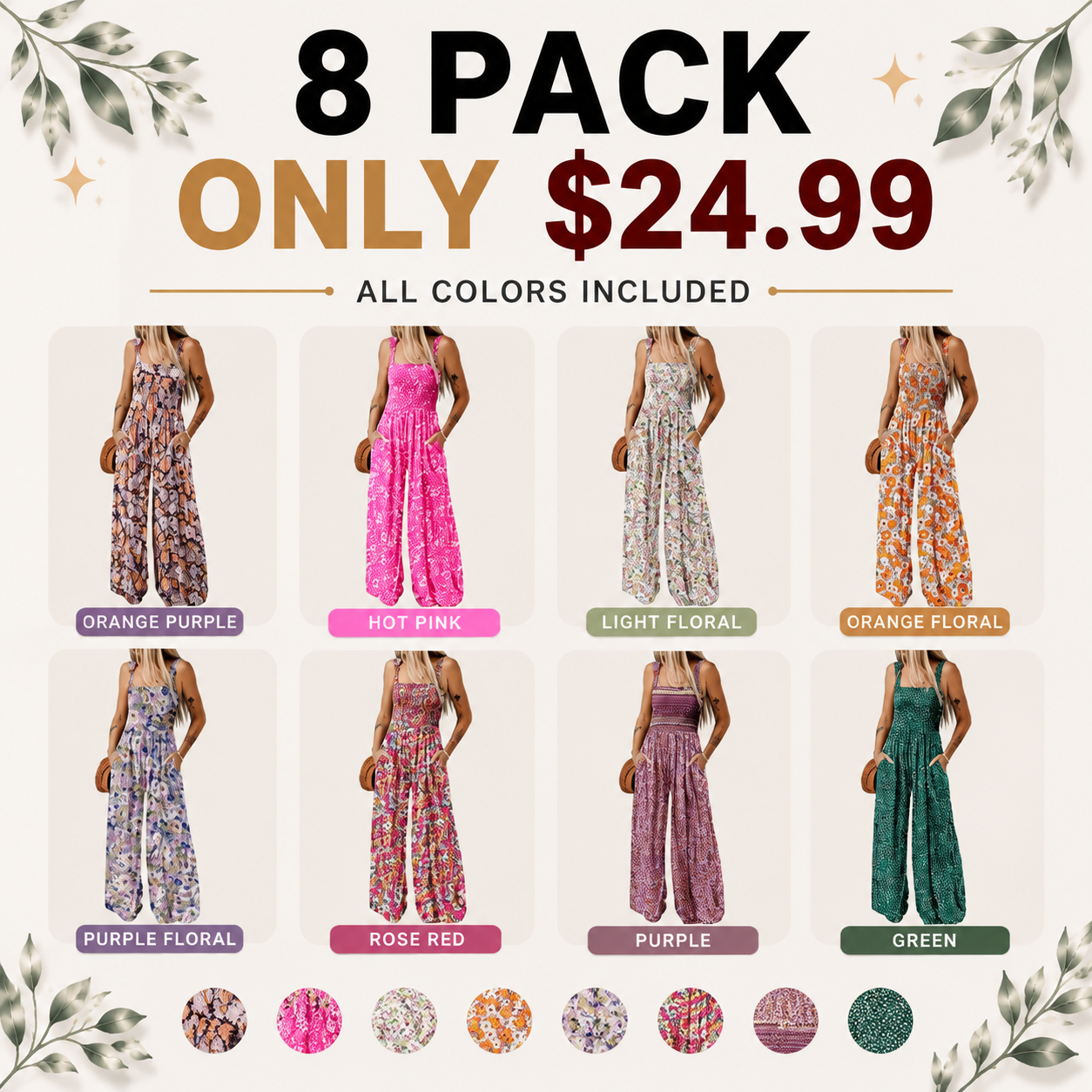 Dokotoo Women's Casual Sleeveless Printed Jumpsuit