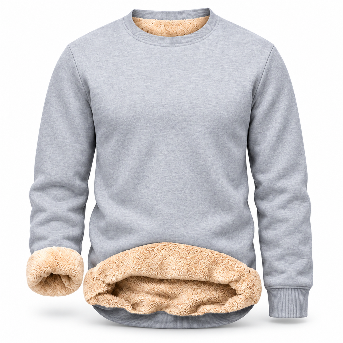 🔥 BESTSELLER |Men's Fitted Crewneck Fleece Lined Sweatshirt, Wind Resistant Polyester Athletic Pullover, Casual Fashion Active Tops