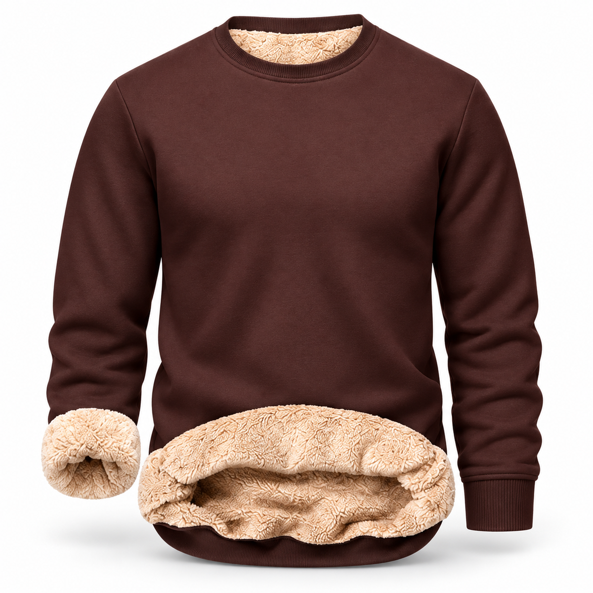 🔥 BESTSELLER |Men's Fitted Crewneck Fleece Lined Sweatshirt, Wind Resistant Polyester Athletic Pullover, Casual Fashion Active Tops