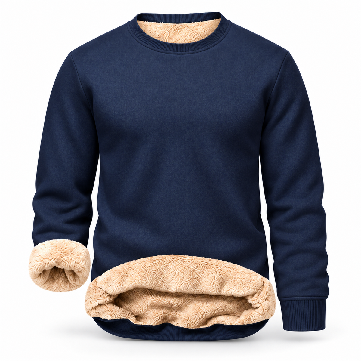 🔥 BESTSELLER |Men's Fitted Crewneck Fleece Lined Sweatshirt, Wind Resistant Polyester Athletic Pullover, Casual Fashion Active Tops