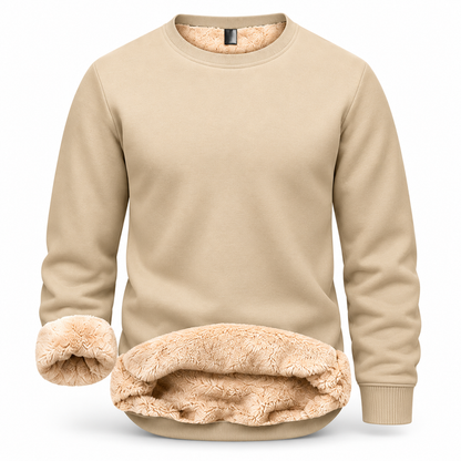 🔥 BESTSELLER |Men's Fitted Crewneck Fleece Lined Sweatshirt, Wind Resistant Polyester Athletic Pullover, Casual Fashion Active Tops