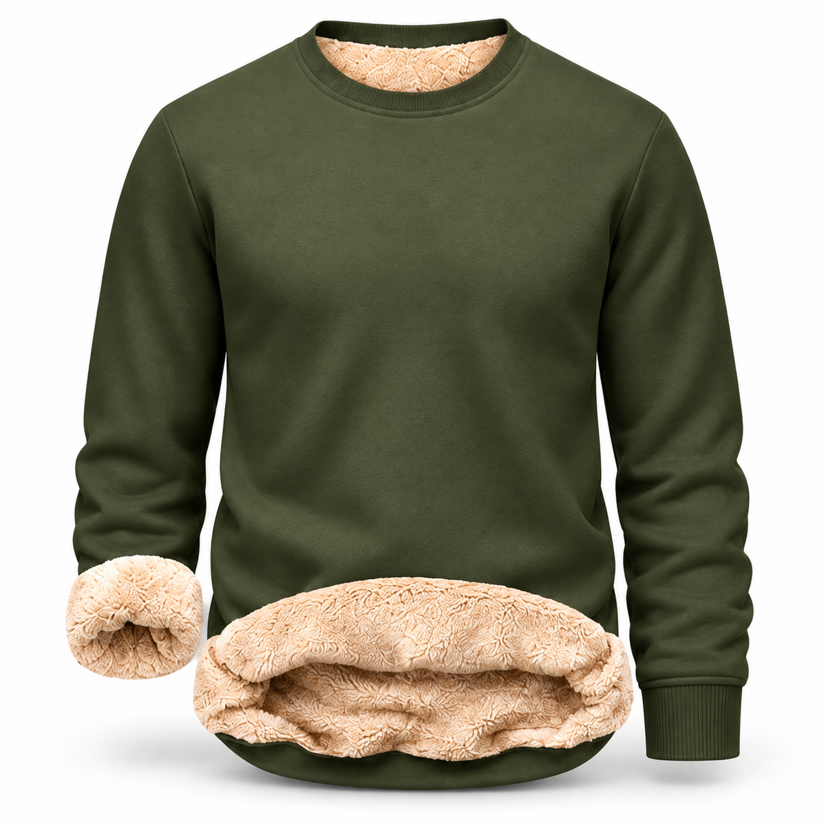 🔥 BESTSELLER |Men's Fitted Crewneck Fleece Lined Sweatshirt, Wind Resistant Polyester Athletic Pullover, Casual Fashion Active Tops