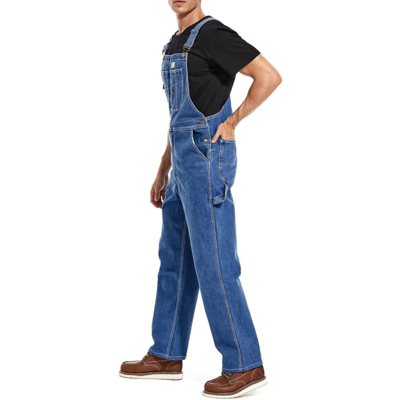 🔥Men's Denim Bib Overalls,  Workwear with Adjustable Straps and Convenient Tool Pockets