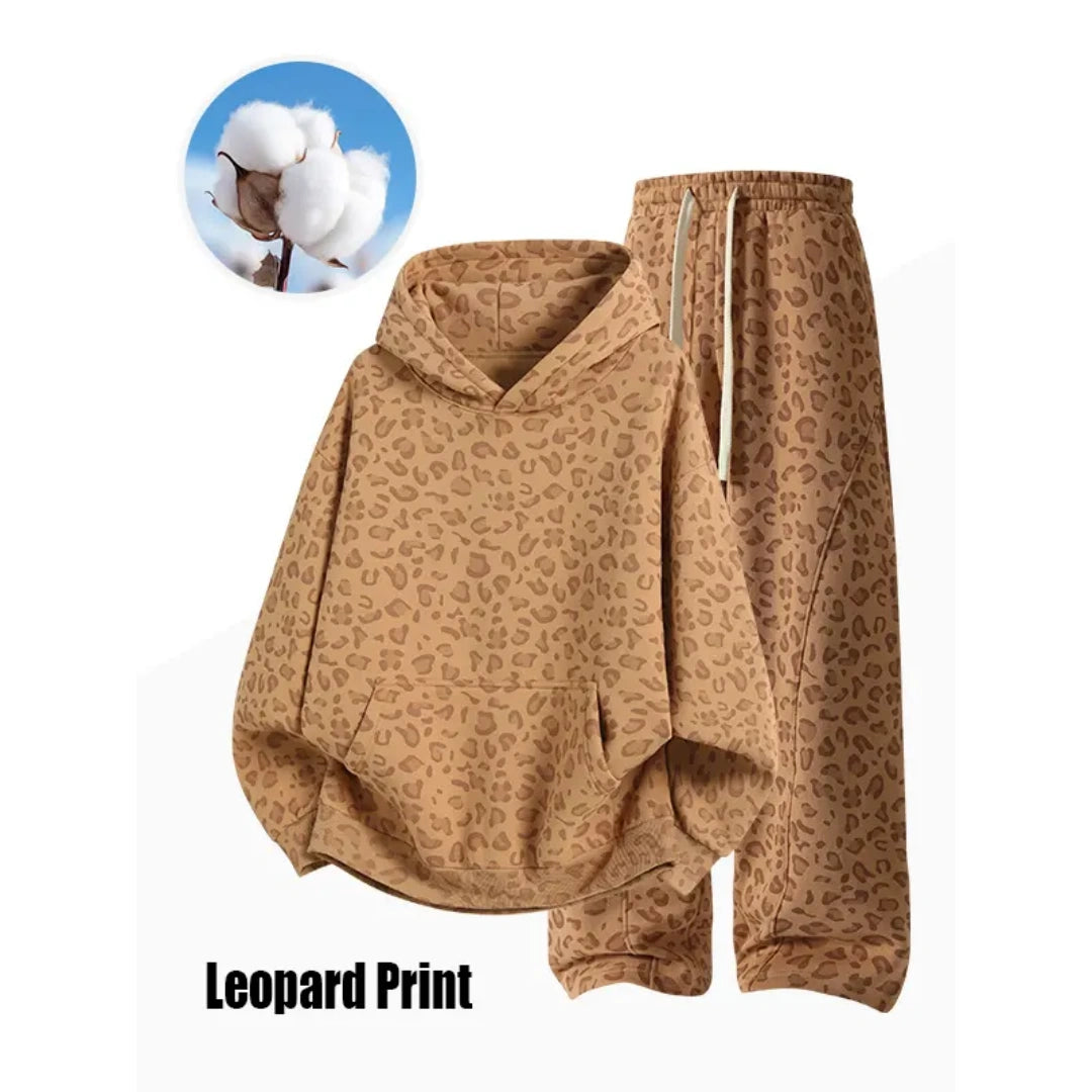 Unisex Cotton Leopard Print 2-Piece Set