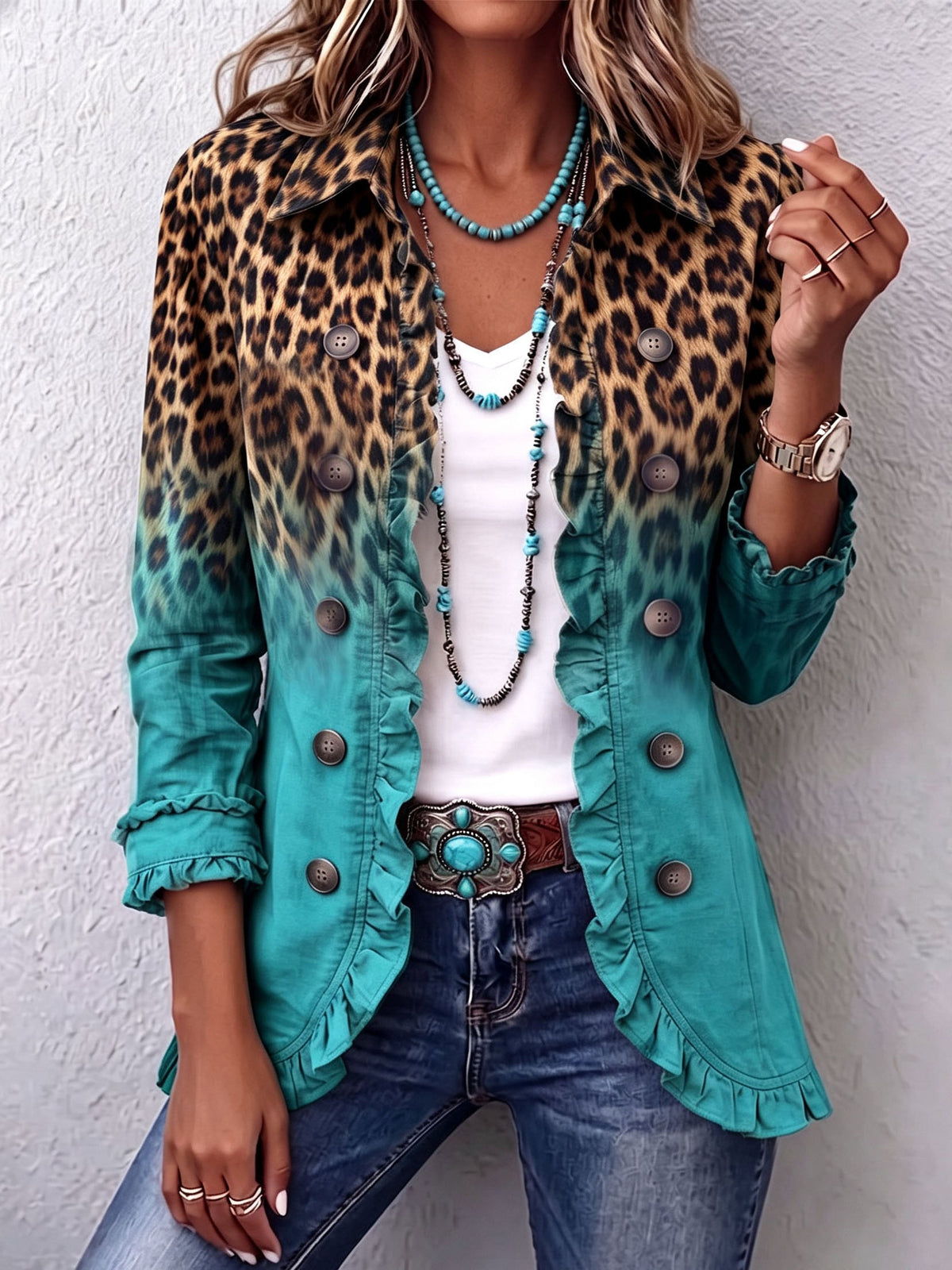 🤲LAST DAY SAVE 49% ⏰Boho-chic Floral Embroidered Utility Ruffled Trim Jacket