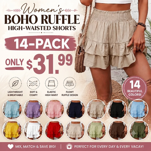 🌈Women's Boho Ruffle High-Waisted Shorts