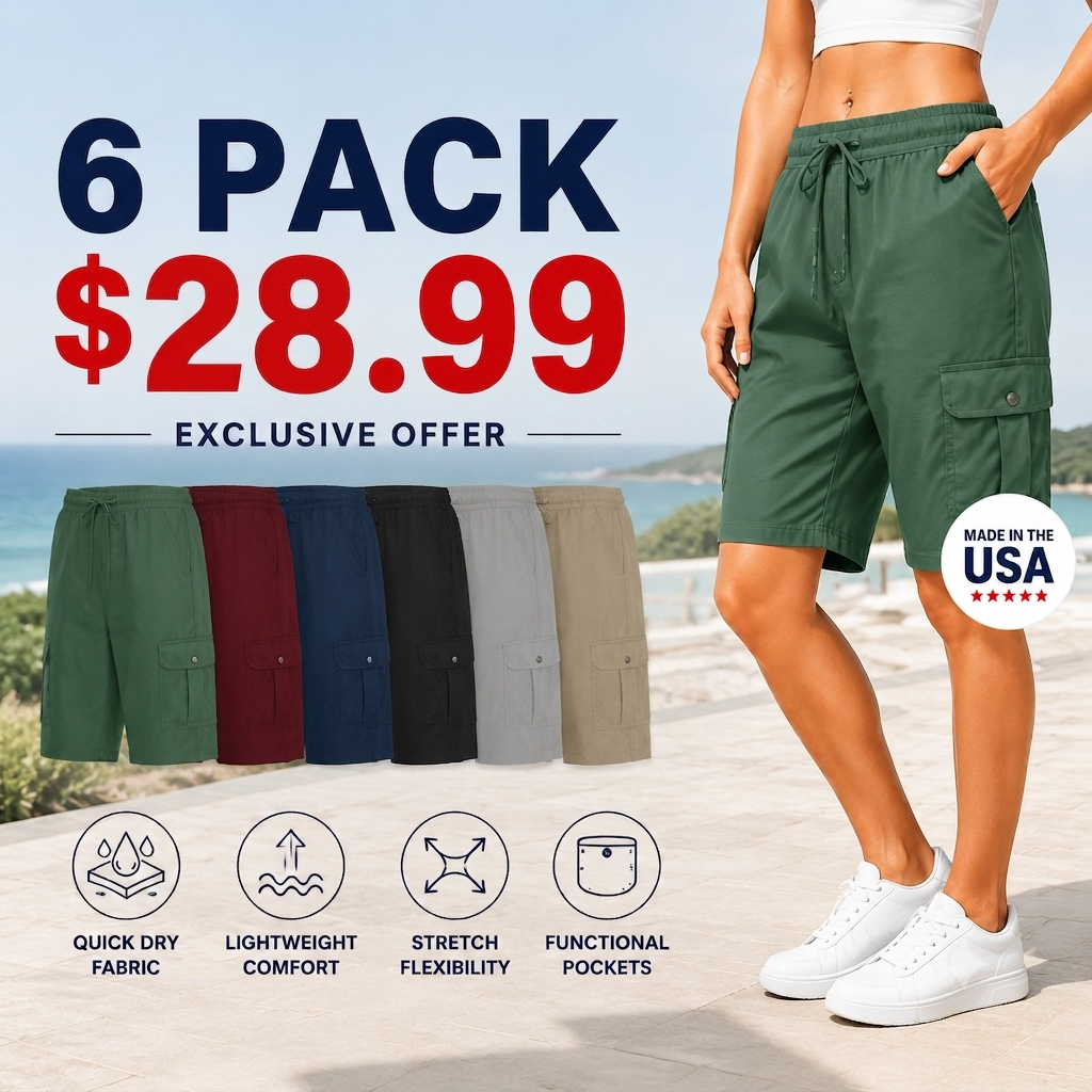 Women's Quick-Dry Cargo Shorts with Pockets