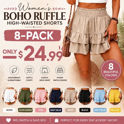 🌈Women's Boho Ruffle High-Waisted Shorts