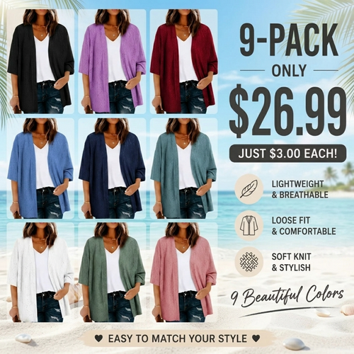 Plus Size Knitted Jacquard Cardigan for Women, Half Sleeve Summer Kimono Cover Up, Elegant Open Front Tops
