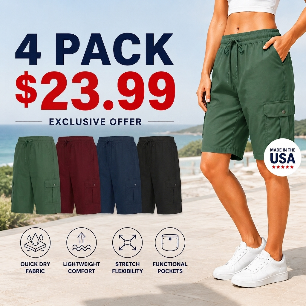 Women's Quick-Dry Cargo Shorts with Pockets