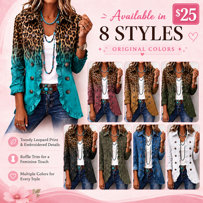 🤲LAST DAY SAVE 49% ⏰Boho-chic Floral Embroidered Utility Ruffled Trim Jacket