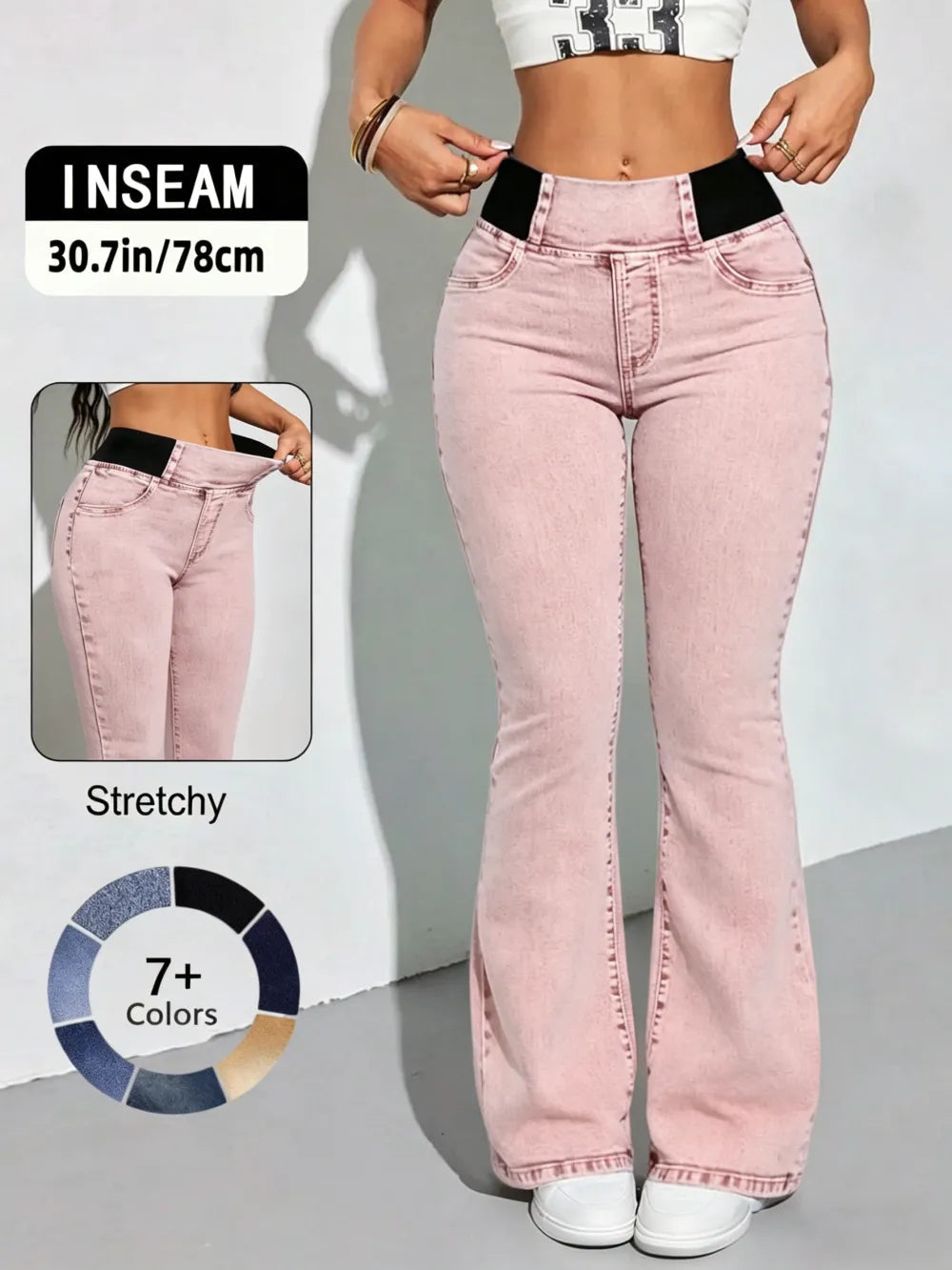 2026 Women's Back Shirred Jeans