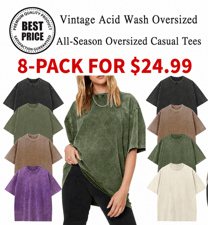 Women's Oversized Vintage Acid-Wash Cotton Tee