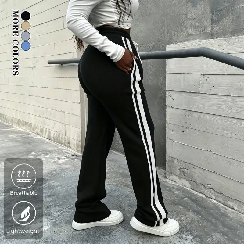 Women’s Elastic Straight-Leg Bottoms Casual Athletic Pants