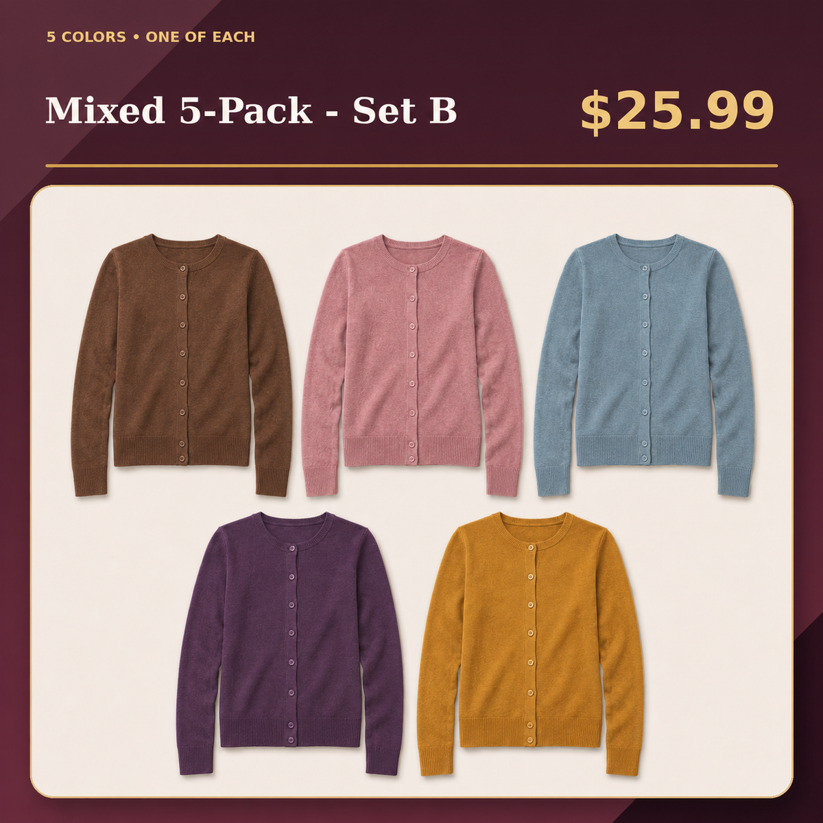 Women's Soft Fine-Knit Button-Front Cardigan Multipacks