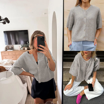 UANEO Women's Lightweight Knit Cardigan - Short Sleeve