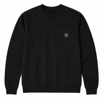 Vintage Washed Unisex Pocket Crewneck Sweatshirt