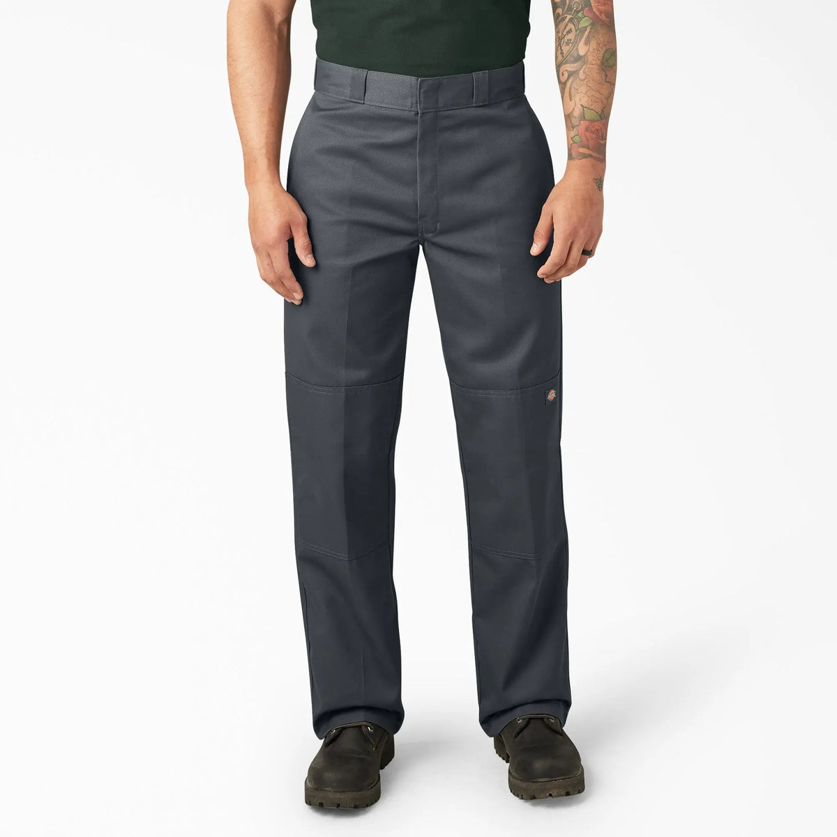 Men's Loose Fit Double Knee Work Pants, Reinforced Knees, Multi-Pocket Utility Fit, Workwear Street Style
