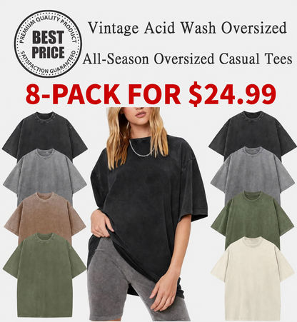 Women's Oversized Vintage Acid-Wash Cotton Tee