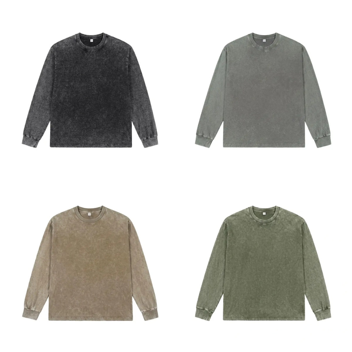 Unisex Vintage Washed Heavyweight Soft Breathable Cotton Long Sleeve T-Shirt
