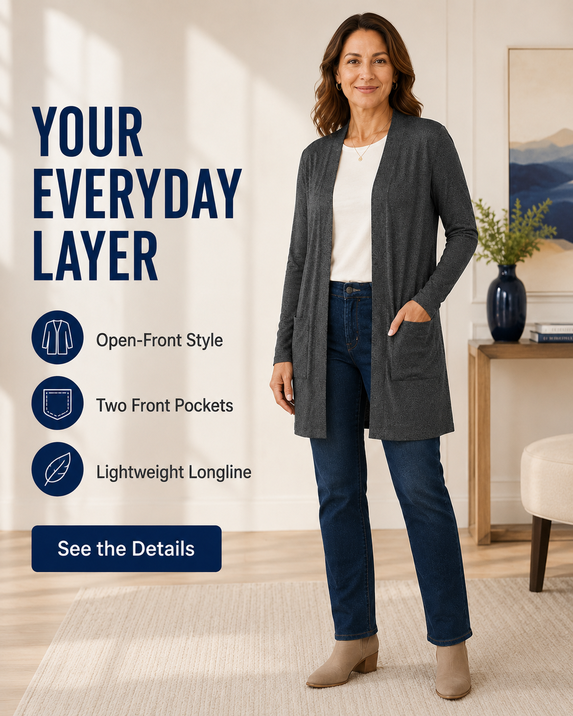 Women's Lightweight Open-Front Longline Cardigan Bundles
