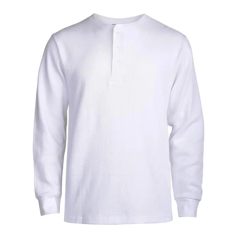 Men's Cotton Knit Henley Long Sleeve Shirt