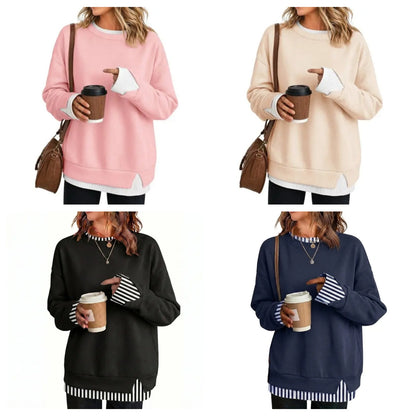 Women's Two-Piece Layered Crew Neck Sweatshirt