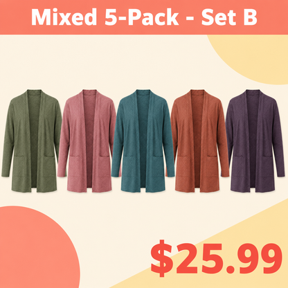 Women's Lightweight Open-Front Longline Cardigan Bundles
