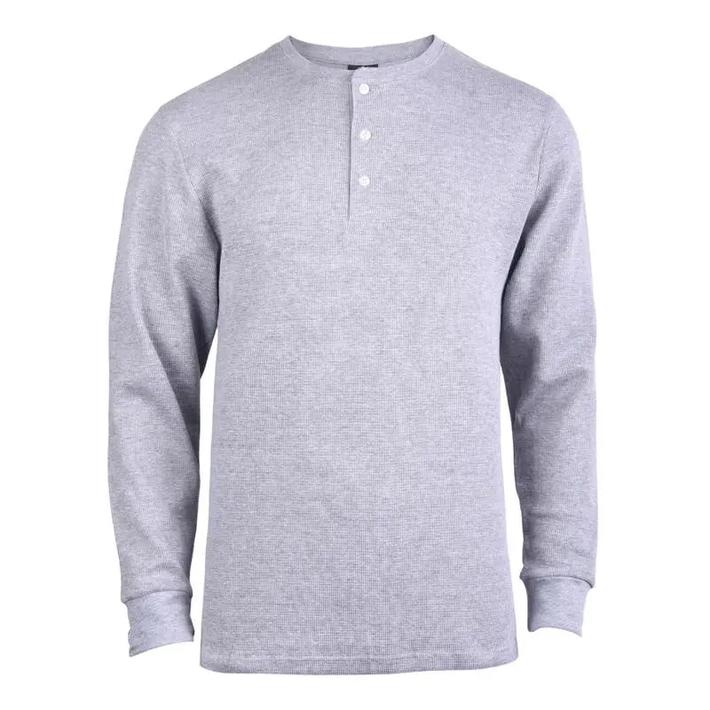 Men's Cotton Knit Henley Long Sleeve Shirt