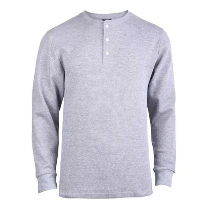 Men's Cotton Knit Henley Long Sleeve Shirt