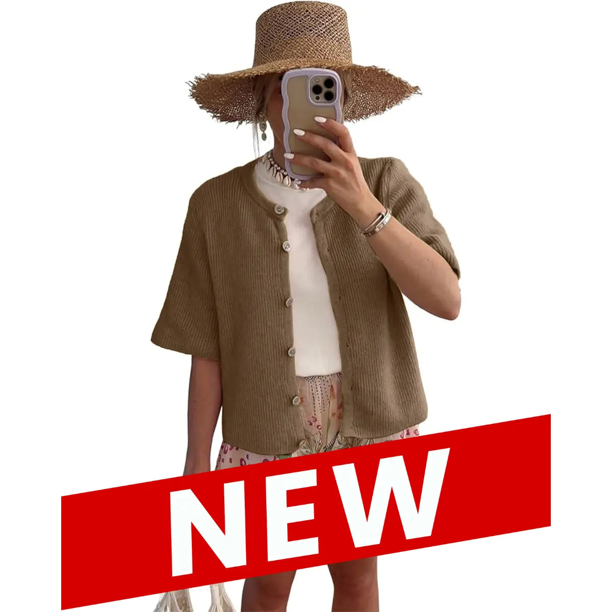 UANEO Women's Lightweight Knit Cardigan - Short Sleeve