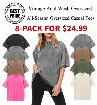 Women's Oversized Vintage Acid-Wash Cotton Tee